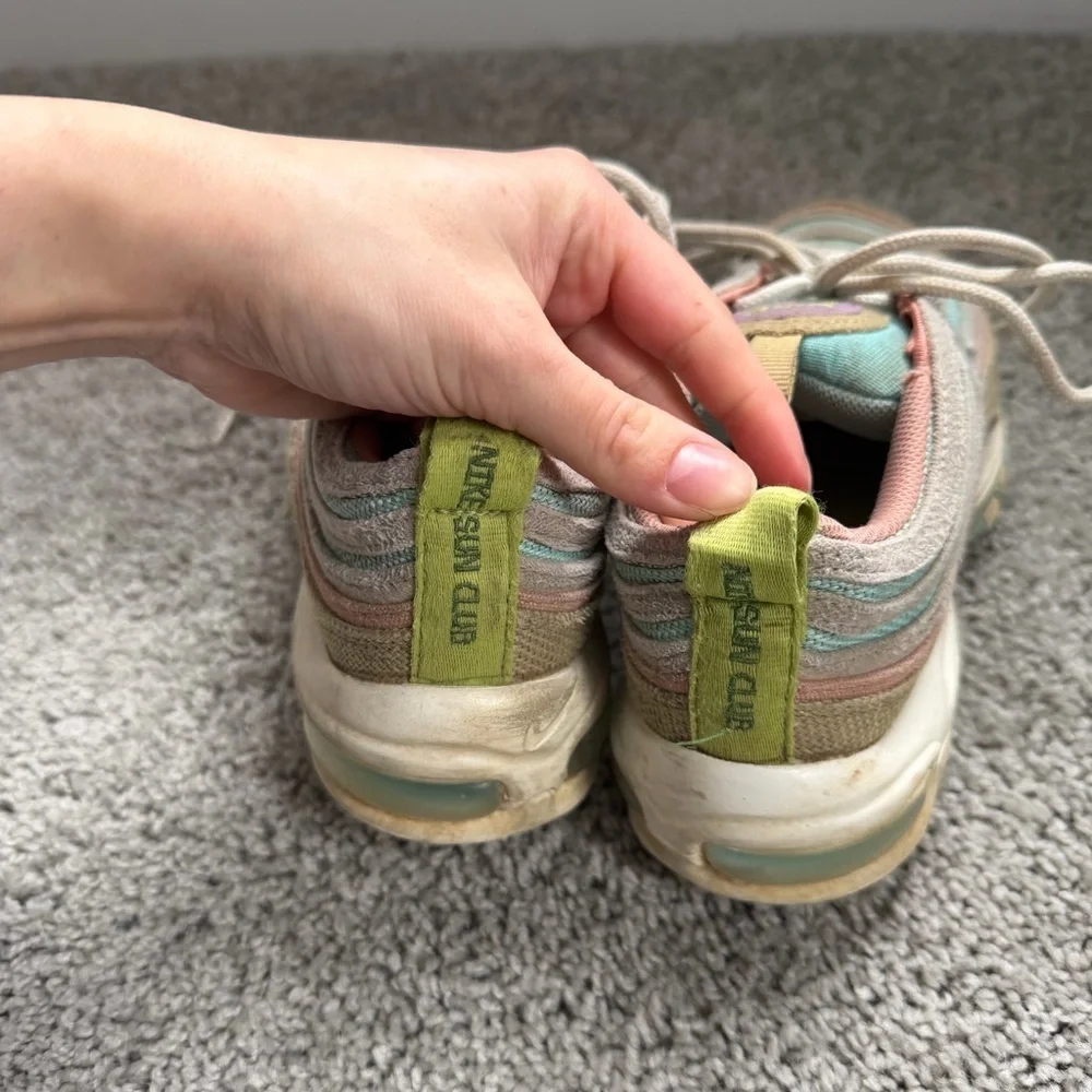 Nike Air Max 97 Se Sun Club Blue White Pink Tan Youth Size 3.5